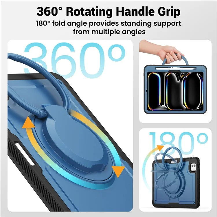 For iPad Pro 11 (2024) M4 A2836 Case Shockproof PC+TPU Tablet Cover with Kickstand, Pencil Holder