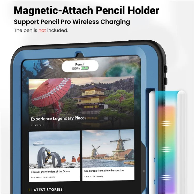 For iPad Pro 11 (2024) M4 A2836 Case Shockproof PC+TPU Tablet Cover with Kickstand, Pencil Holder