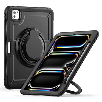 For iPad Pro 11 (2024) M4 A2836 Case Shockproof PC+TPU Tablet Cover with Kickstand, Pencil Holder