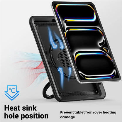 For iPad Pro 11 (2024) M4 A2836 Case Shockproof PC+TPU Tablet Cover with Kickstand, Pencil Holder