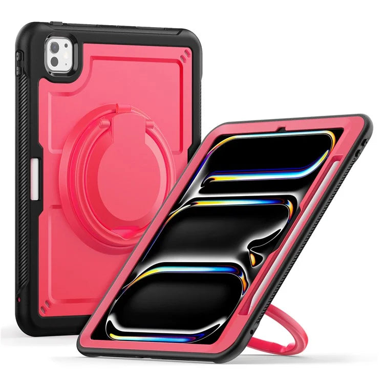 For iPad Pro 11 (2024) M4 A2836 Case Shockproof PC+TPU Tablet Cover with Kickstand, Pencil Holder