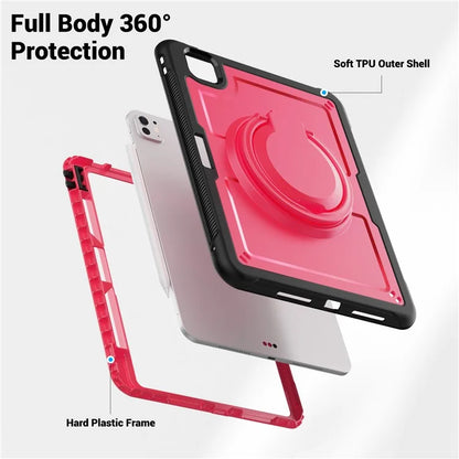 For iPad Pro 11 (2024) M4 A2836 Case Shockproof PC+TPU Tablet Cover with Kickstand, Pencil Holder