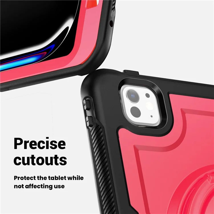 For iPad Pro 11 (2024) M4 A2836 Case Shockproof PC+TPU Tablet Cover with Kickstand, Pencil Holder