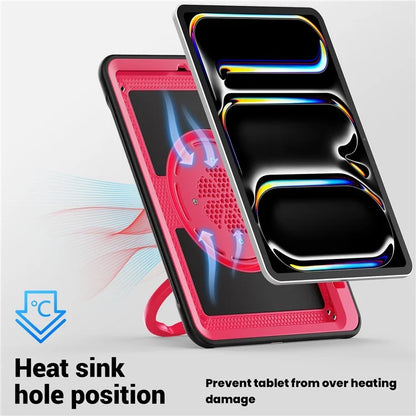 For iPad Pro 11 (2024) M4 A2836 Case Shockproof PC+TPU Tablet Cover with Kickstand, Pencil Holder