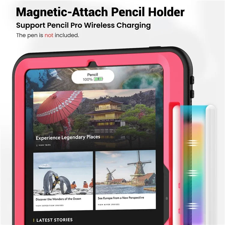For iPad Pro 11 (2024) M4 A2836 Case Shockproof PC+TPU Tablet Cover with Kickstand, Pencil Holder