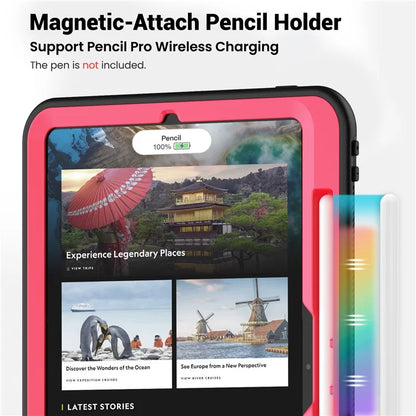For iPad Pro 11 (2024) M4 A2836 Case Shockproof PC+TPU Tablet Cover with Kickstand, Pencil Holder