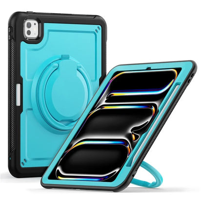 For iPad Pro 11 (2024) M4 A2836 Case Shockproof PC+TPU Tablet Cover with Kickstand, Pencil Holder