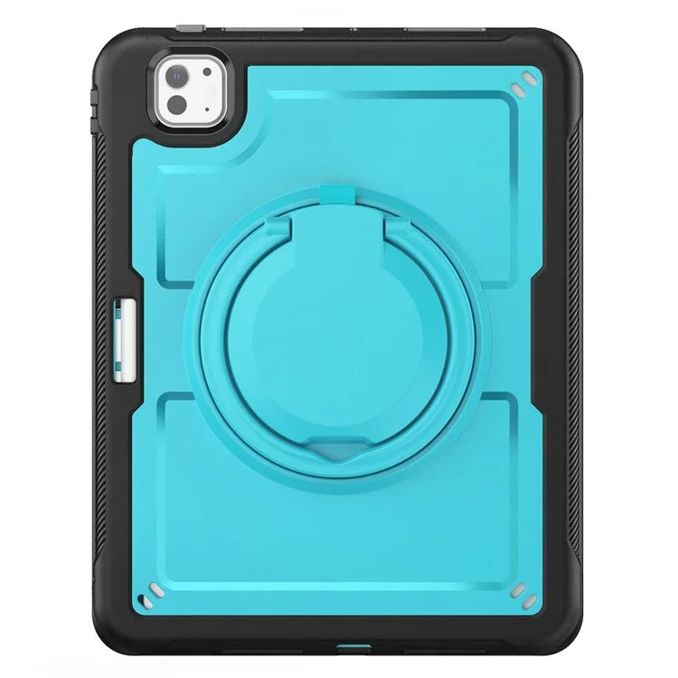 For iPad Pro 11 (2024) M4 A2836 Case Shockproof PC+TPU Tablet Cover with Kickstand, Pencil Holder