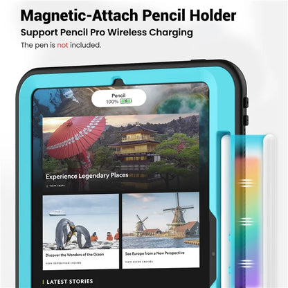 For iPad Pro 11 (2024) M4 A2836 Case Shockproof PC+TPU Tablet Cover with Kickstand, Pencil Holder