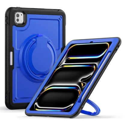 For iPad Pro 11 (2024) M4 A2836 Case Shockproof PC+TPU Tablet Cover with Kickstand, Pencil Holder