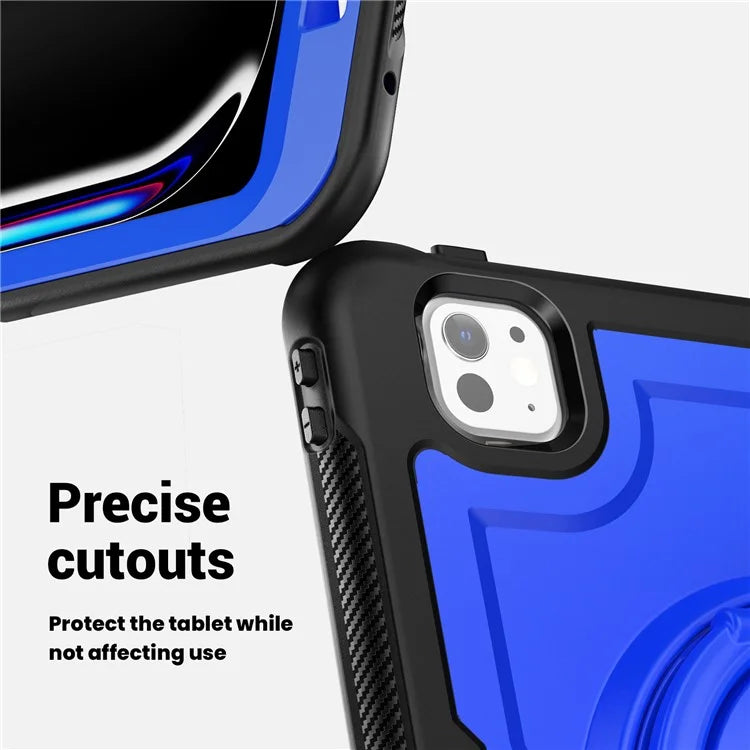 For iPad Pro 11 (2024) M4 A2836 Case Shockproof PC+TPU Tablet Cover with Kickstand, Pencil Holder