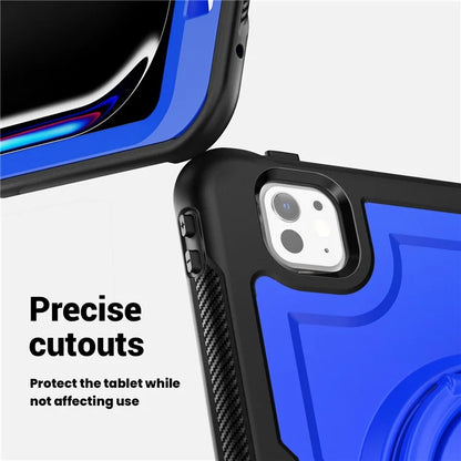 For iPad Pro 11 (2024) M4 A2836 Case Shockproof PC+TPU Tablet Cover with Kickstand, Pencil Holder