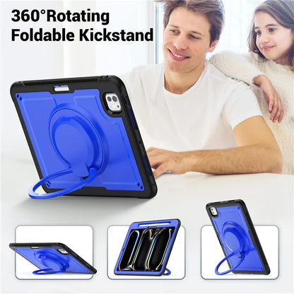 For iPad Pro 11 (2024) M4 A2836 Case Shockproof PC+TPU Tablet Cover with Kickstand, Pencil Holder
