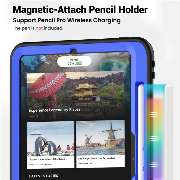 For iPad Pro 11 (2024) M4 A2836 Case Shockproof PC+TPU Tablet Cover with Kickstand, Pencil Holder