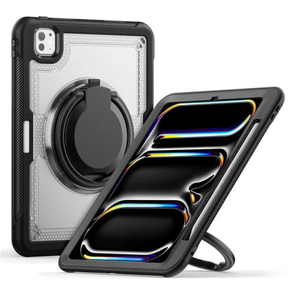 For iPad Pro 11 (2024) M4 A2836 Case Shockproof PC+TPU Tablet Cover with Kickstand, Pencil Holder