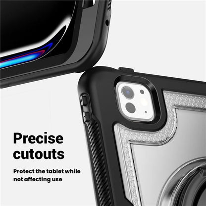 For iPad Pro 11 (2024) M4 A2836 Case Shockproof PC+TPU Tablet Cover with Kickstand, Pencil Holder