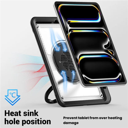 For iPad Pro 11 (2024) M4 A2836 Case Shockproof PC+TPU Tablet Cover with Kickstand, Pencil Holder