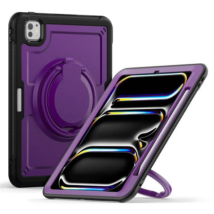 For iPad Pro 11 (2024) M4 A2836 Case Shockproof PC+TPU Tablet Cover with Kickstand, Pencil Holder