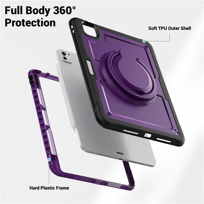 For iPad Pro 11 (2024) M4 A2836 Case Shockproof PC+TPU Tablet Cover with Kickstand, Pencil Holder