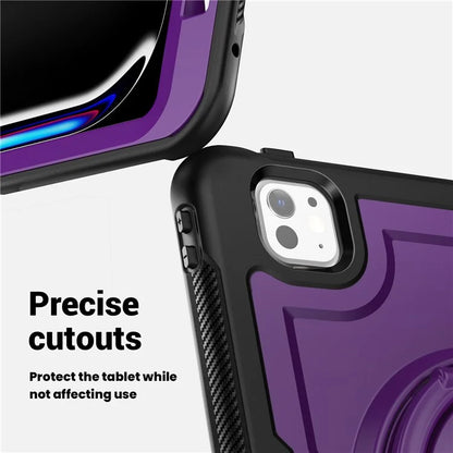 For iPad Pro 11 (2024) M4 A2836 Case Shockproof PC+TPU Tablet Cover with Kickstand, Pencil Holder