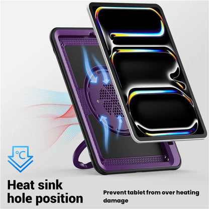 For iPad Pro 11 (2024) M4 A2836 Case Shockproof PC+TPU Tablet Cover with Kickstand, Pencil Holder