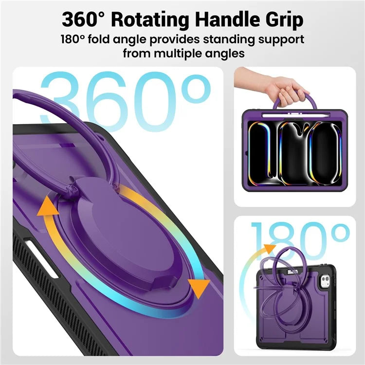 For iPad Pro 11 (2024) M4 A2836 Case Shockproof PC+TPU Tablet Cover with Kickstand, Pencil Holder