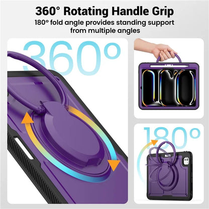 For iPad Pro 11 (2024) M4 A2836 Case Shockproof PC+TPU Tablet Cover with Kickstand, Pencil Holder