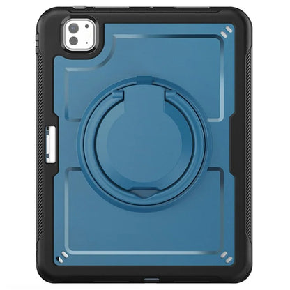 For iPad Pro 11 (2024) M4 A2836 Case PC+TPU Kickstand Tablet Cover with Pencil Holder, Shoulder Strap