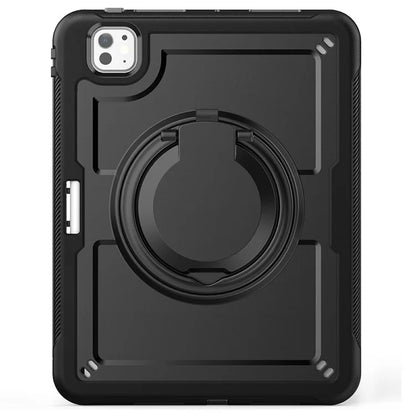 For iPad Pro 11 (2024) M4 A2836 Case PC+TPU Kickstand Tablet Cover with Pencil Holder, Shoulder Strap