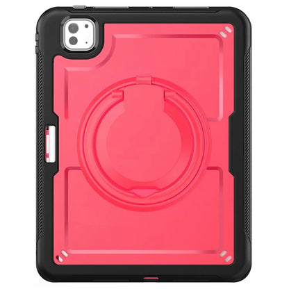 For iPad Pro 11 (2024) M4 A2836 Case PC+TPU Kickstand Tablet Cover with Pencil Holder, Shoulder Strap