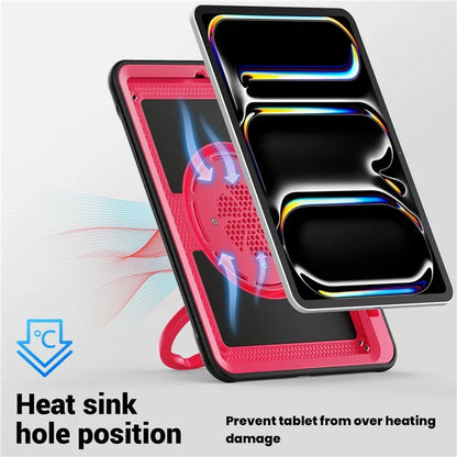 For iPad Pro 11 (2024) M4 A2836 Case PC+TPU Kickstand Tablet Cover with Pencil Holder, Shoulder Strap