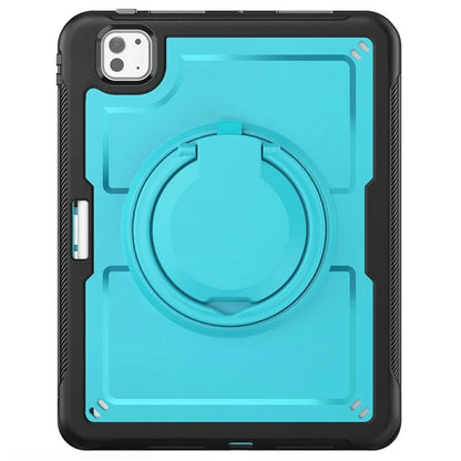 For iPad Pro 11 (2024) M4 A2836 Case PC+TPU Kickstand Tablet Cover with Pencil Holder, Shoulder Strap