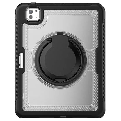 For iPad Pro 11 (2024) M4 A2836 Case PC+TPU Kickstand Tablet Cover with Pencil Holder, Shoulder Strap