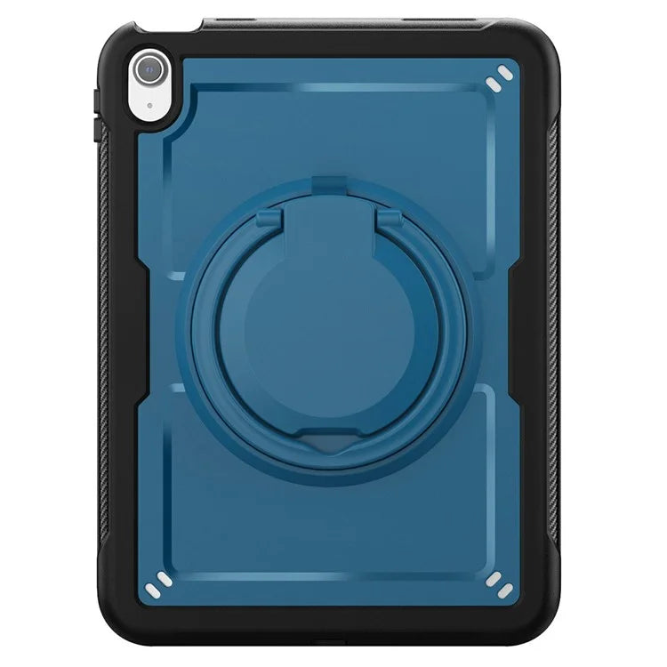 For iPad 10.9 (2022) Case PC+TPU Kickstand Tablet Cover with Pencil Holder, Shoulder Strap