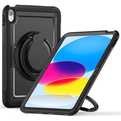 For iPad 10.9 (2022) Case PC+TPU Kickstand Tablet Cover with Pencil Holder, Shoulder Strap