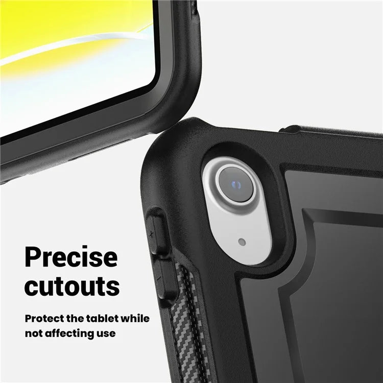 For iPad 10.9 (2022) Case PC+TPU Kickstand Tablet Cover with Pencil Holder, Shoulder Strap