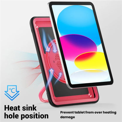For iPad 10.9 (2022) Case PC+TPU Kickstand Tablet Cover with Pencil Holder, Shoulder Strap