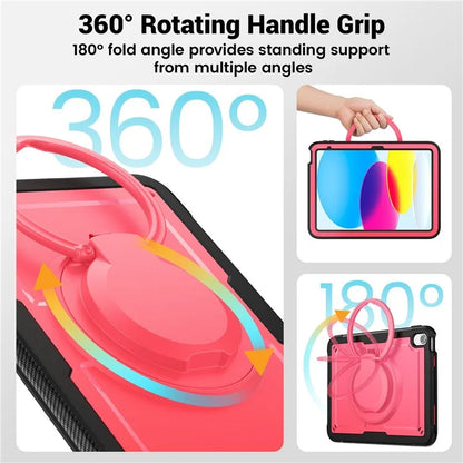 For iPad 10.9 (2022) Case PC+TPU Kickstand Tablet Cover with Pencil Holder, Shoulder Strap