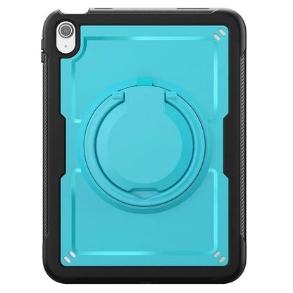 For iPad 10.9 (2022) Case PC+TPU Kickstand Tablet Cover with Pencil Holder, Shoulder Strap