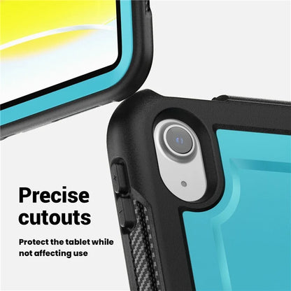 For iPad 10.9 (2022) Case PC+TPU Kickstand Tablet Cover with Pencil Holder, Shoulder Strap