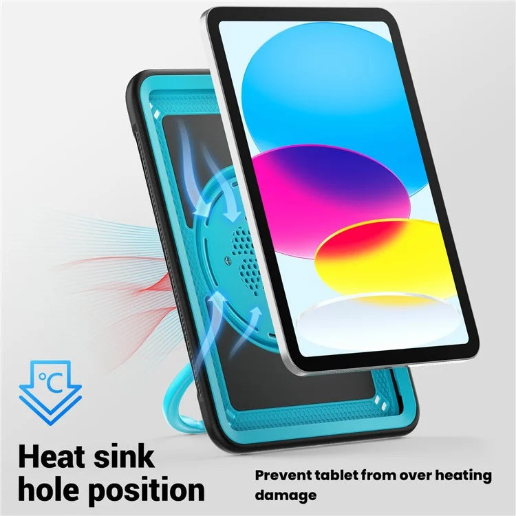 For iPad 10.9 (2022) Case PC+TPU Kickstand Tablet Cover with Pencil Holder, Shoulder Strap