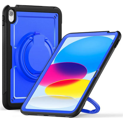For iPad 10.9 (2022) Case PC+TPU Kickstand Tablet Cover with Pencil Holder, Shoulder Strap
