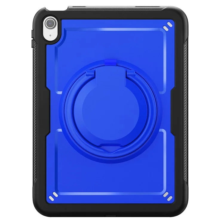 For iPad 10.9 (2022) Case PC+TPU Kickstand Tablet Cover with Pencil Holder, Shoulder Strap