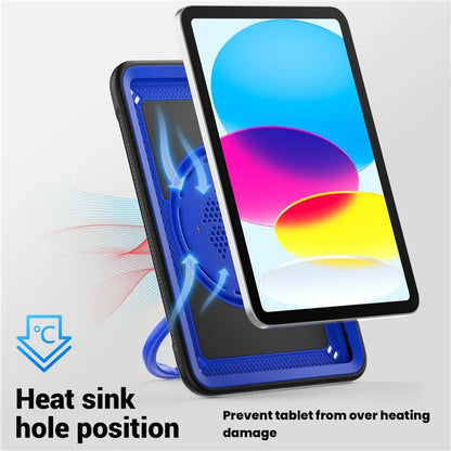 For iPad 10.9 (2022) Case PC+TPU Kickstand Tablet Cover with Pencil Holder, Shoulder Strap