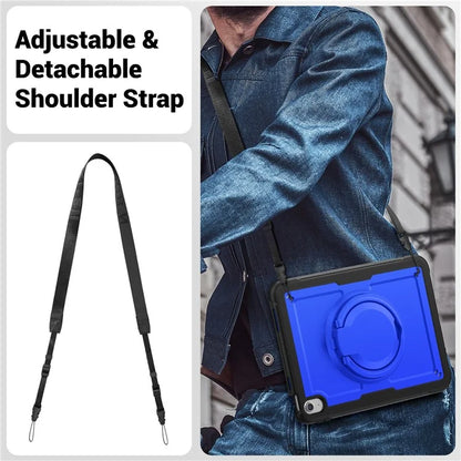 For iPad 10.9 (2022) Case PC+TPU Kickstand Tablet Cover with Pencil Holder, Shoulder Strap