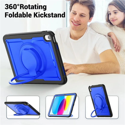 For iPad 10.9 (2022) Case PC+TPU Kickstand Tablet Cover with Pencil Holder, Shoulder Strap