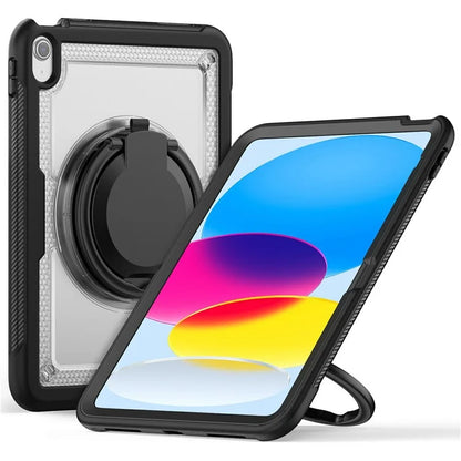 For iPad 10.9 (2022) Case PC+TPU Kickstand Tablet Cover with Pencil Holder, Shoulder Strap