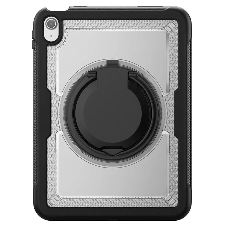 For iPad 10.9 (2022) Case PC+TPU Kickstand Tablet Cover with Pencil Holder, Shoulder Strap