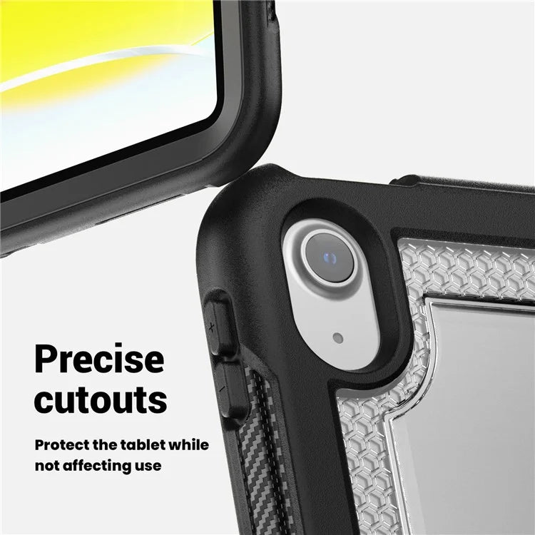For iPad 10.9 (2022) Case PC+TPU Kickstand Tablet Cover with Pencil Holder, Shoulder Strap