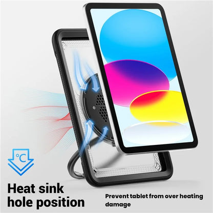 For iPad 10.9 (2022) Case PC+TPU Kickstand Tablet Cover with Pencil Holder, Shoulder Strap